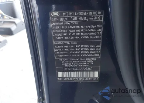 2010 Land Rover Range Rover Sport Hse from USA, damaged, VIN SALSF2D42AA227369